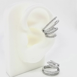 Кафф серьги с фианитами, 13*21 мм, родий, шт