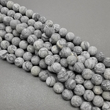 Бусины Яшма, серая, матовая, 8.5 мм, нитка
