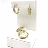 Серьги кольца с фианитами, 15*3 мм, позолота