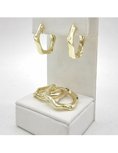 Серьги кольца многогранник, 20*3 мм, позолота