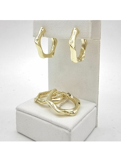Серьги кольца многогранник, 20*3 мм, позолота