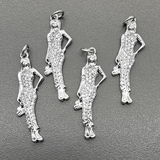 Подвеска Девушка с фианитами, 9*33 мм, родий