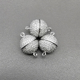 Замок магнитный с фианитами, 12 мм, родий