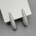 Серьги Овал с фианитами, 14.5*25.5 мм, родий