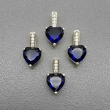 Подвеска Сердце с фианитами, синий, 8*15.5 мм, позолота