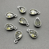 Подвеска Капля с фианитом, зеленый, 5*8.5 мм, родий