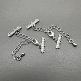 Замок с фианитами на 3 нити с удлинительной цепочкой, 14 мм, родий