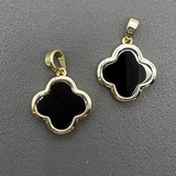 Подвески Клевер с черной керамикой, 15 мм, позолота