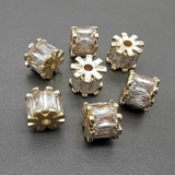 Бусина с фианитами, 6.7*7.7 мм, позолота