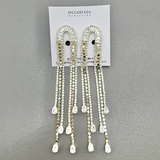 Серьги Блестящие с фианитами, 10 см, позолота