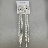 Серьги Длинные с фианитами, 15 см, позолота