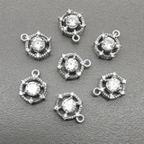 Подвеска Круг с фианитами, 7.5*10 мм, родий