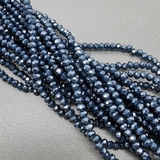 Бусина стеклянная рондель, граненная, черно синий, 2*3 мм