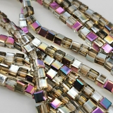 Бусина стеклянная Квадрат, коричневый с переливами, 6 мм