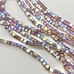 Бусина стеклянная Квадрат, фиолетовые с переливом, 6 мм