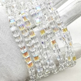 Бусина стеклянная Квадрат, прозрачные с переливом, 6 мм