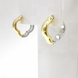 Серьги кольца Клевер, 17*3.5 мм, биколор