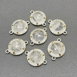Коннектор Круг, прозрачно белый, 13*18 мм, позолота