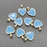Подвеска Сердце, с голубой эмалью, 10*15 мм, позолота