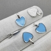 Подвеска Сердце, с голубой эмалью, 10*15 мм, родий