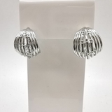 Серьги полукруг линии, 13*17 мм, родий