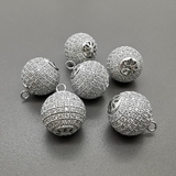 Подвеска Шар с фианитами, 16 мм, родий