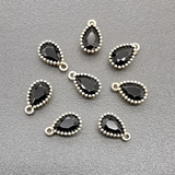 Подвеска Капля с фианитом, черный, 5*8.5 мм, позолота