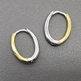 Серьги овал, 13*17 мм, биколор