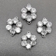 Коннектор Цветок с фианитами, 19*15 мм, родий