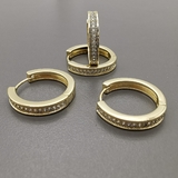 Серьги кольца с фианитами, 20*3.4 мм, позолота