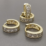 Серьги кольца с фианитами, 14*4 мм, позолота