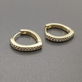 Серьги ромб с фианитами, 16*15*2.6 мм, позолота