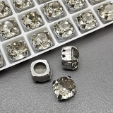 Кристаллы в цапах Круг, 10 мм, серый, родий