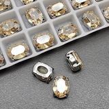 Кристаллы в цапах Овал, 6*8 мм, золотистый, родий