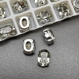 Кристаллы в цапах Овал, 6*8 мм, серый, родий