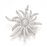 Подвеска Солнце с фианитами, 32*30 мм, родий