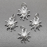 Подвеска Солнце, с фианитами, 12*11 мм, родий