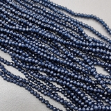 Бусина стеклянная рондель, темно-синий, 2.7*3.5 мм