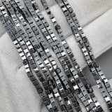 Бусина Гематит, Куб, черный, 2 мм