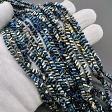 Бусина стеклянная крошка, сине-зеленый, 3*4 мм