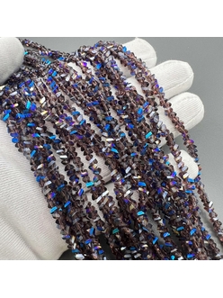 Бусина стеклянная крошка, фиолетовый с синим, 3*4 мм