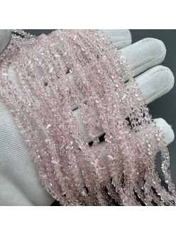 Бусина стеклянная крошка, нежно-розовая, 3*4 мм