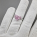 Кольцо с розовым сердцем, 11*22 мм, родий