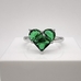 Кольцо с зеленым сердцем, 20*13 мм, родий
