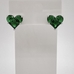 Серьги гвоздики сердце, зеленый, 11*12 мм, родий