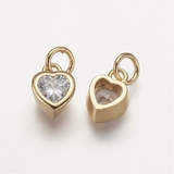 Подвеска Сердце с фианитами, 9*6.5 мм, позолота