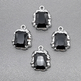 Подвеска Квадрат, черный, 13*16 мм, родий