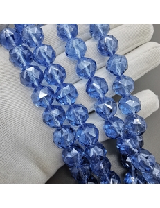Бусина стеклянная Граненный Шар, синий, 11 мм