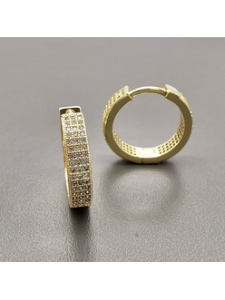 Серьги кольца, конго с фианитами, 18*4 мм, позолота