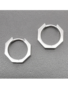 Серьги кольца, конго многоугольник, 16.5*3 мм, родий